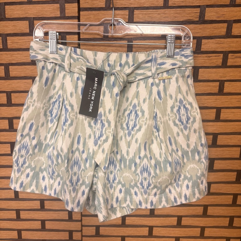 Marc New‎ York Blue Aztec Print Tie Waist Shorts Size XS